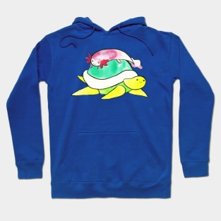 Little Axolotl and Turtle Watercolor Hoodie